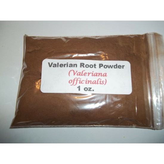 Valerian root powder (Valeriana officinalis) relieves anxiety, nervousness, exhaustion, headache, and hysteria.  1 oz. 