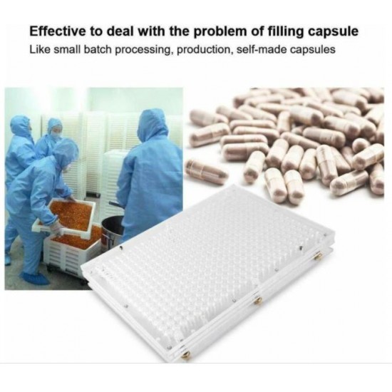 Capsule 400 Holes Filling Machine Size 000# 00# 0# 1# Clear Manual Filler Tool for Vegetable Capsules for vitamins, herbs, supplements and essential oils.