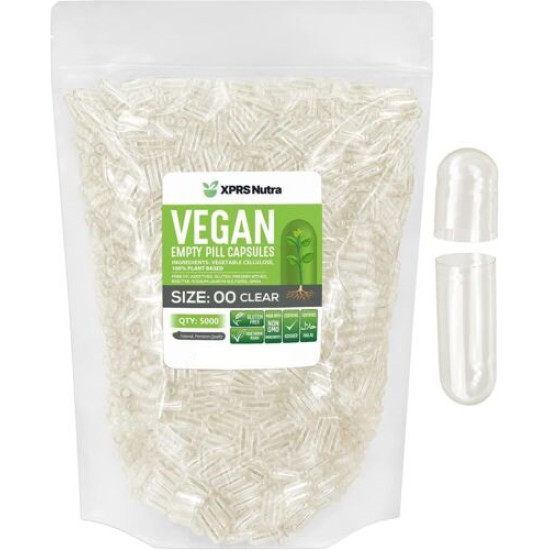 Clear Empty Vegan Vegetable Capsules for Vegetarian Pills USA Made