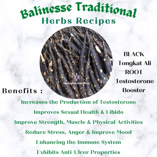 BLACK Tongkat Ali Root, Testosterone Booster Balinesse Herbs Recipe, Strongest Root from Kalimantan Forest 50g