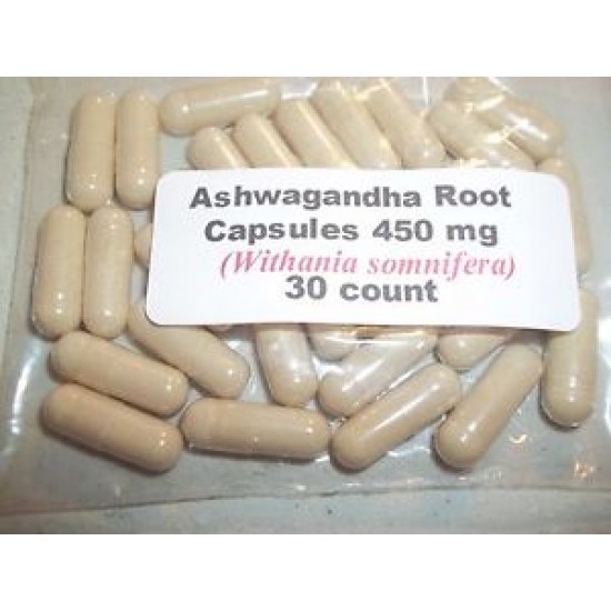 Ashwagandha Root Powder Capsules (Withania somnifera) 450 mg.  30 count