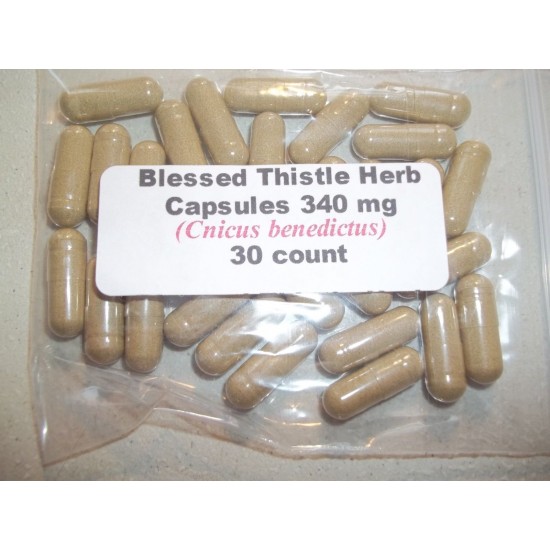 Blessed Thistle Herb Capsules (Centaurea benedicta) 340 mg   30 count
