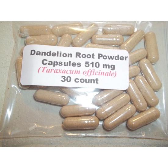 Dandelion Root Powder Capsules (Taraxacum officinale) 510 mg - 30 Count