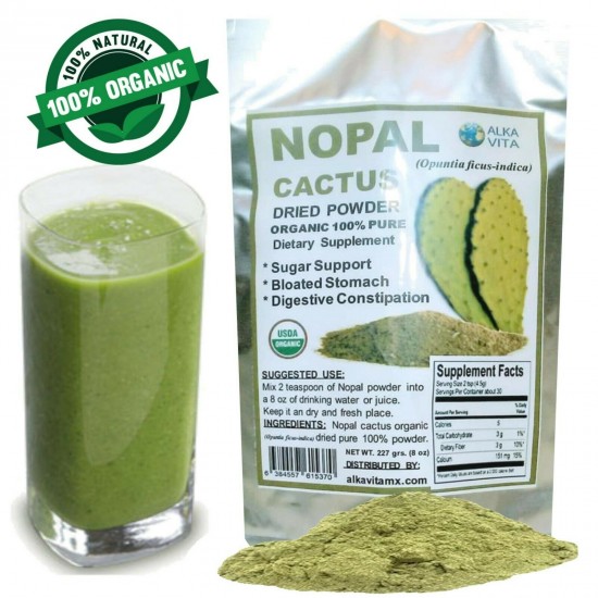 NOPAL CACTUS PURE 100% Blood Sugar Support Bloated Stomach Fiber 1/2Lb 