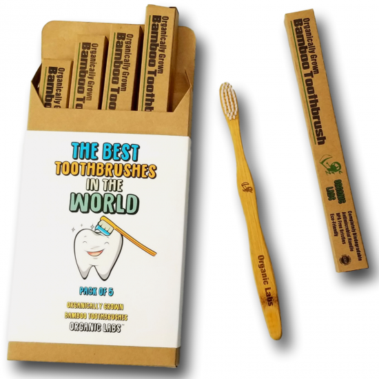 Toothbrush Natural Bamboo Toothbrush BPA Free Bristles, Pack of 4