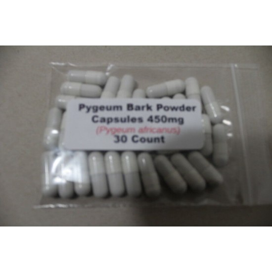 Pygeum Bark Powder Capsules (Pygeum africanus) 450mg   - 30 count