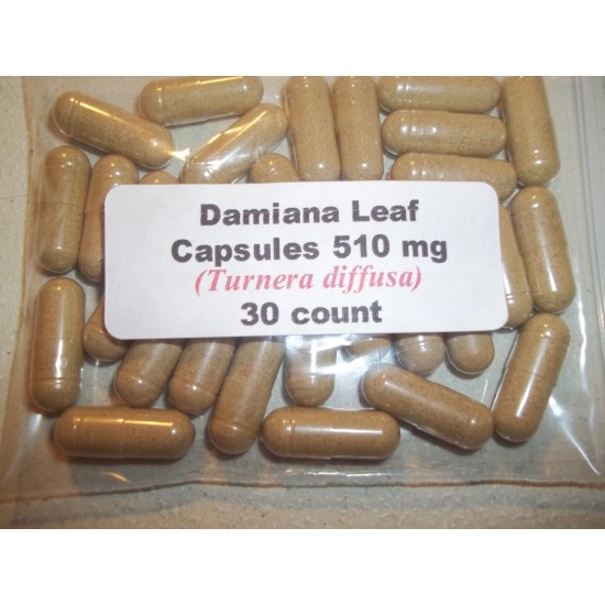 Damiana Leaf Powder Capsules (Turnera diffusa) 510 mg.  30 Count